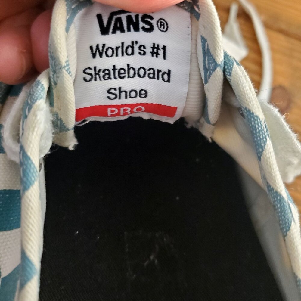 Vans Blue & White Checkerboard Canvas Lace-Up Sneakers Skateboard Mens Size 9.5 - Picture 14 of 15